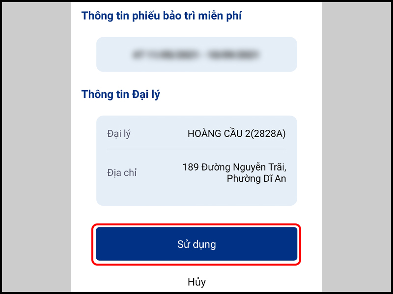Nhấn Sử dụng phiếu